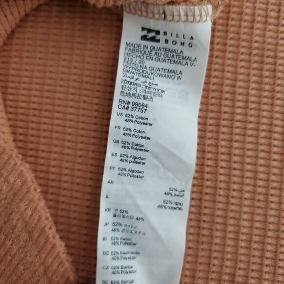 BillaBong Any Day Long Sleeve Henley Waffle Knit Top - Picture 7 of 13